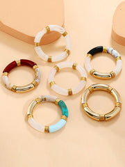 Simple Beaded Bracelet Bamboo Tube Stretchable For Women Girls Gift