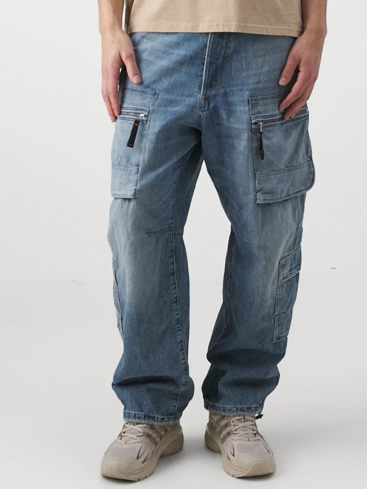 Men's Relaxed Fit Multi Pocket Jeans Cargo Pants