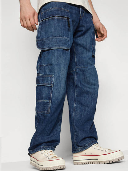 Men's Relaxed Fit Multi Pocket Jeans Cargo Pants