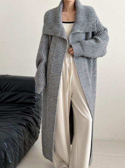 Women's Light Fluffy Long Knit Wool Cardigan