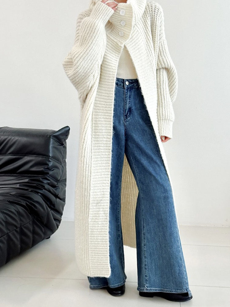 Women's Light Fluffy Long Knit Wool Cardigan