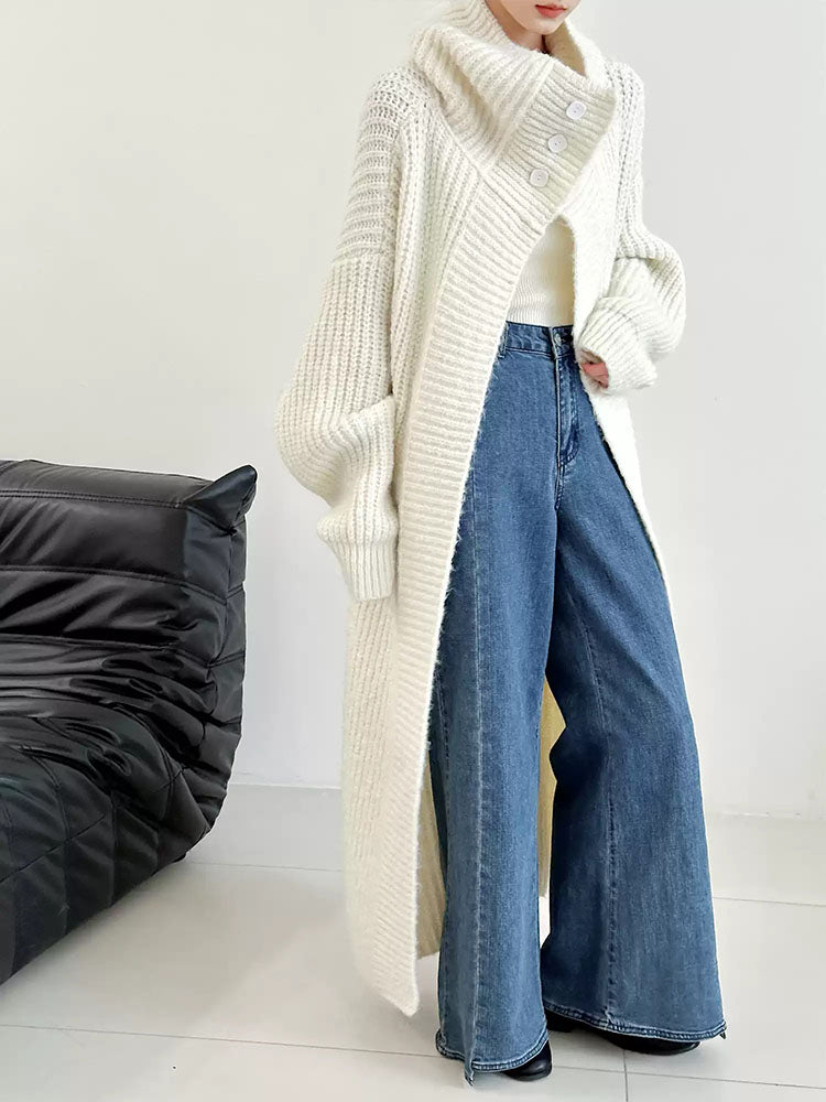 Women's Light Fluffy Long Knit Wool Cardigan