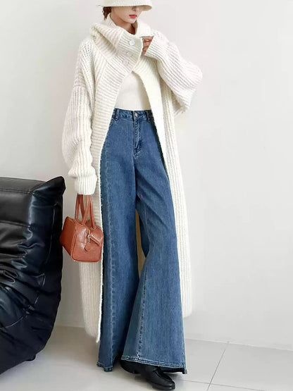 Women's Light Fluffy Long Knit Wool Cardigan