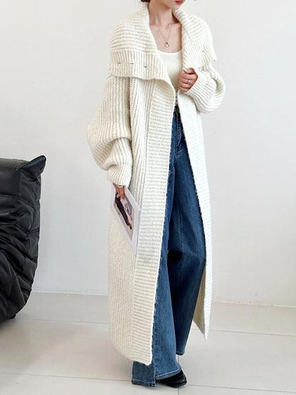 Women's Light Fluffy Long Knit Wool Cardigan