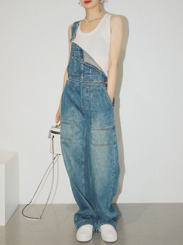 Women's Rlaxed Fit Denim Overalls