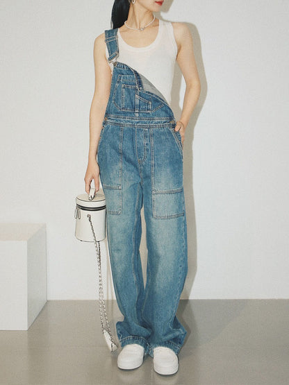 Women's Rlaxed Fit Denim Overalls