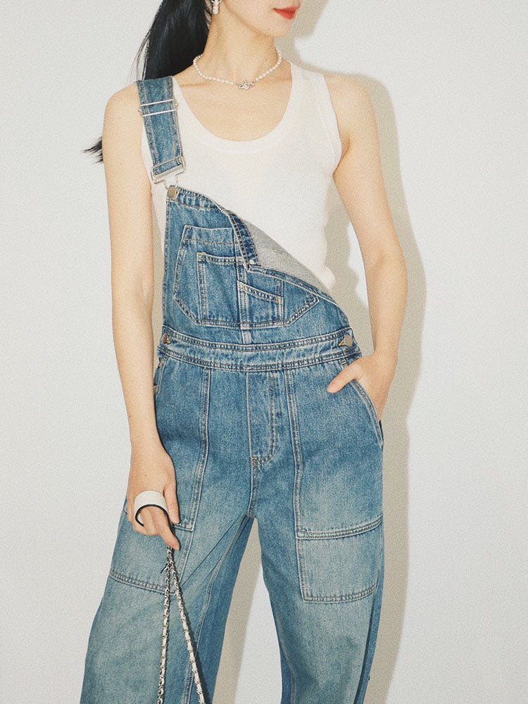 Women's Rlaxed Fit Denim Overalls