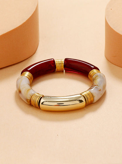 Simple Beaded Bracelet Bamboo Tube Stretchable For Women Girls Gift