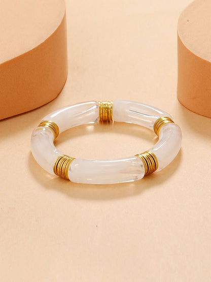 Simple Beaded Bracelet Bamboo Tube Stretchable For Women Girls Gift